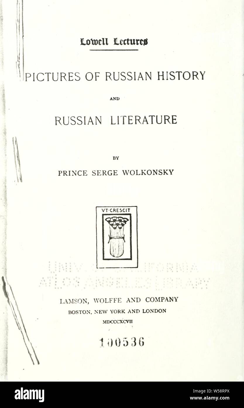 Le foto della storia russa e letteratura russa : Volkonskii, Sergiei, kniaz, 1860-1937 Foto Stock