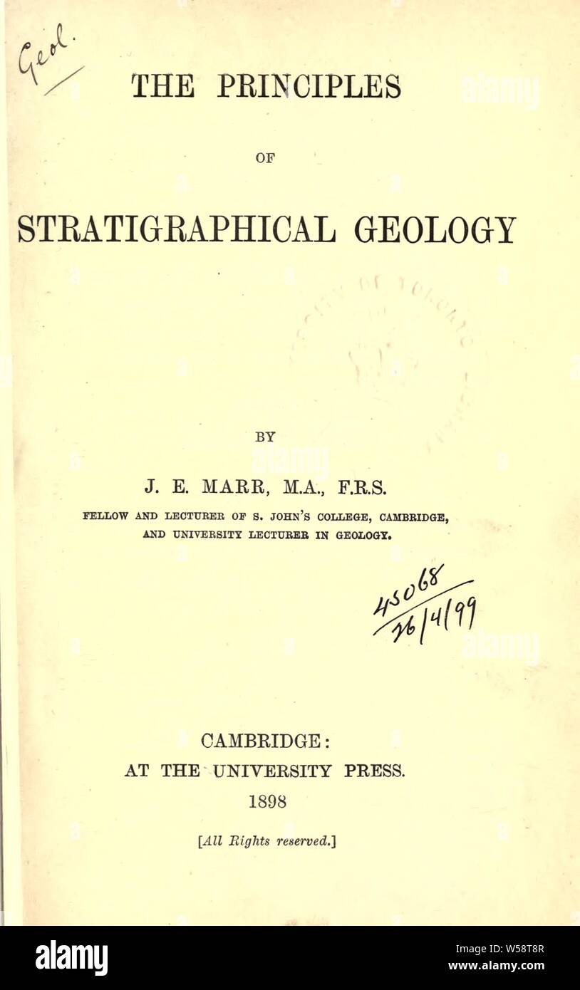 I principi della geologia stratigraphical : Marr, John Edward, 1857-1933 Foto Stock