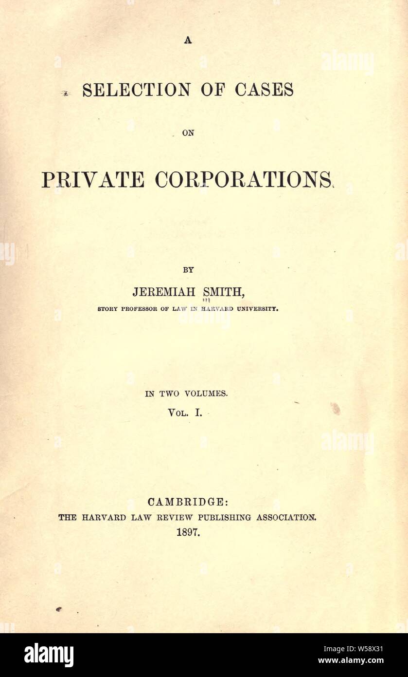 Una selezione di casi di aziende private : Smith, Geremia, 1837-1921 Foto Stock