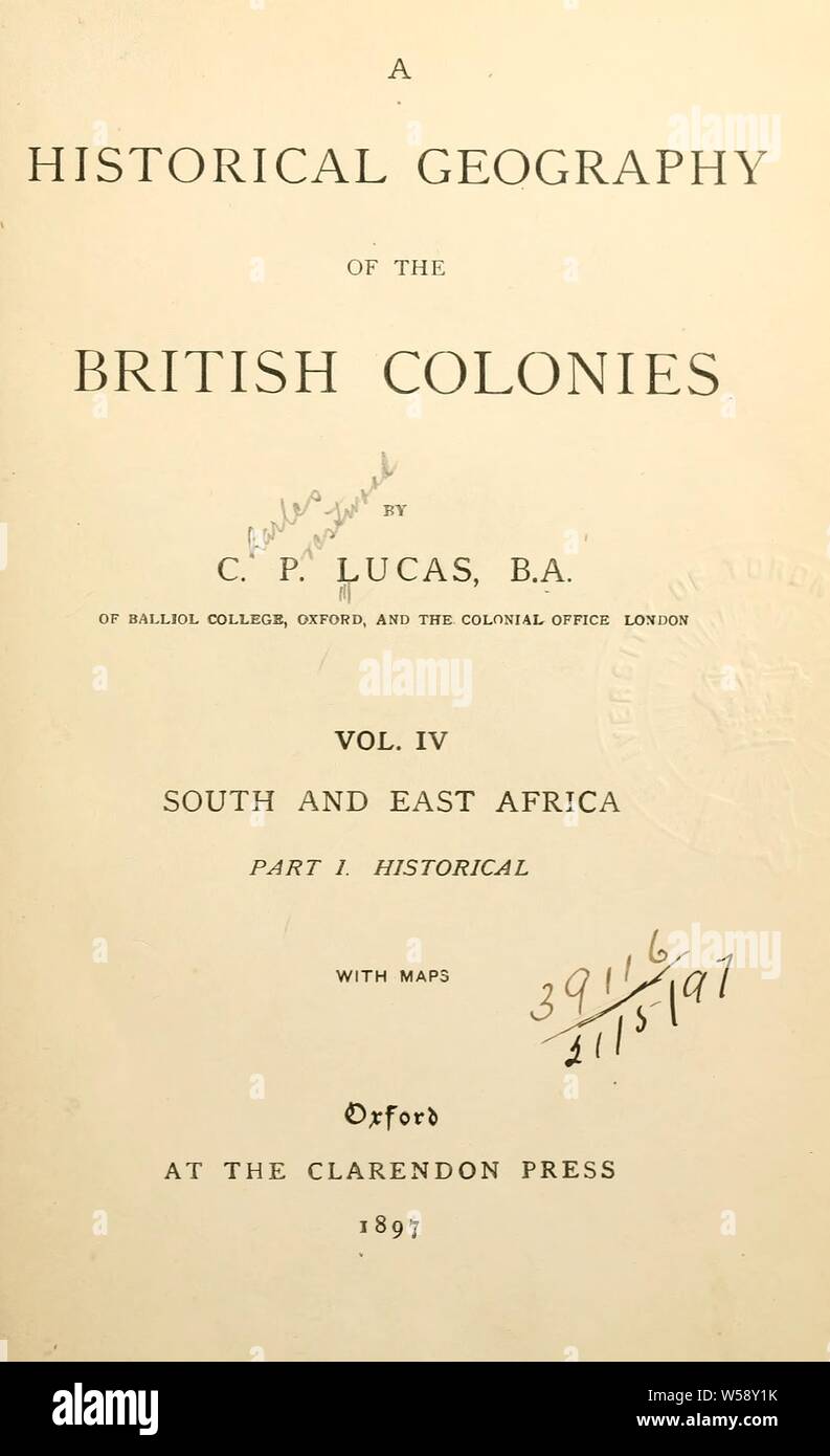 Est e Sud Africa : Lucas, Charles Prestwood, Sir, 1853-1931 Foto Stock