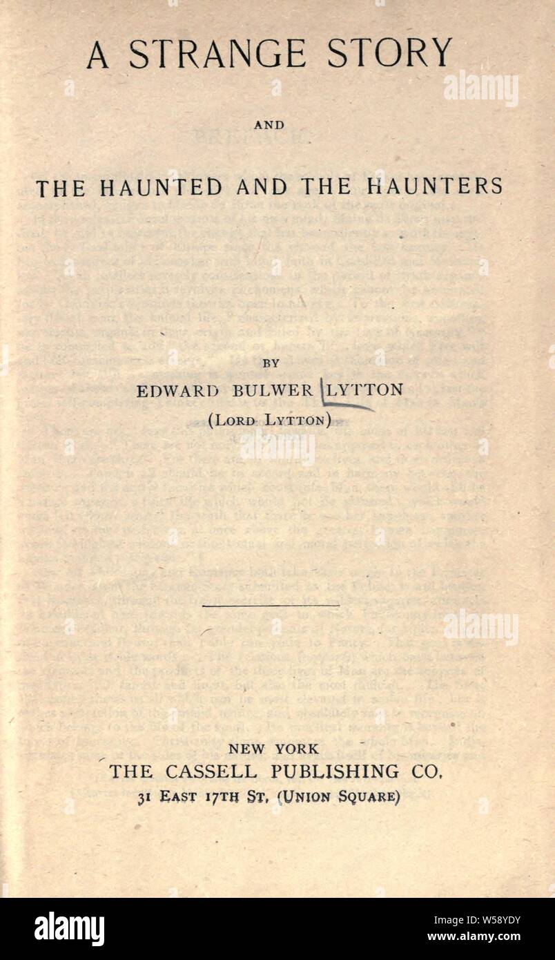 Una strana storia ; e la haunted &AMP; il haunters ; Zanoni : Lytton, Edward Bulwer Lytton, Baron, 1803-1873 Foto Stock