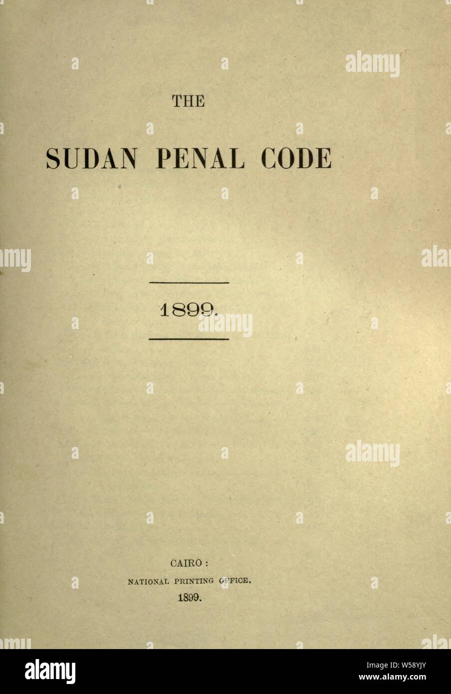 Sudan codice penale, 1899 .ate : Sudan Foto Stock