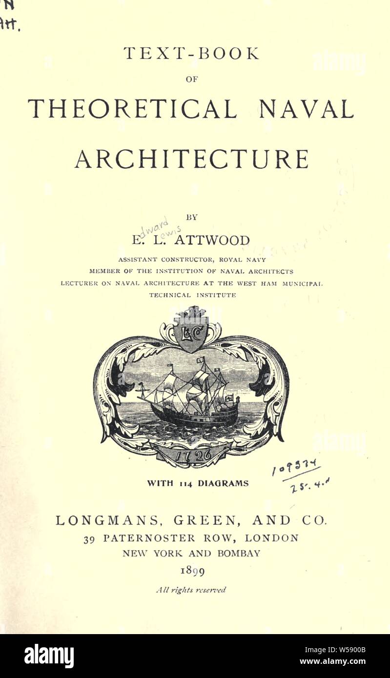 Libro di testo teorico di architettura navale : Attwood, Edward Lewis, 1871 Foto Stock