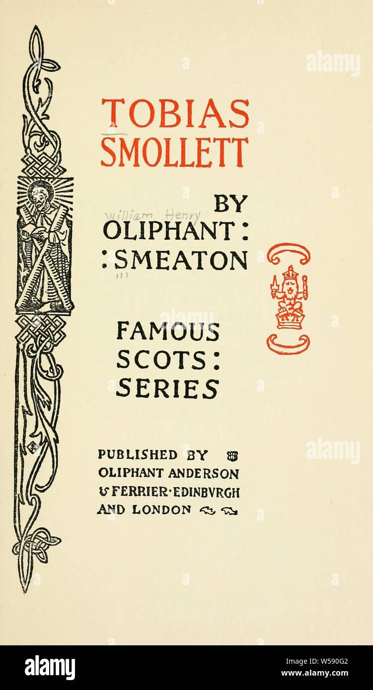 Tobias Smollett : Smeaton, William Henry olifante, 1856-1914 Foto Stock