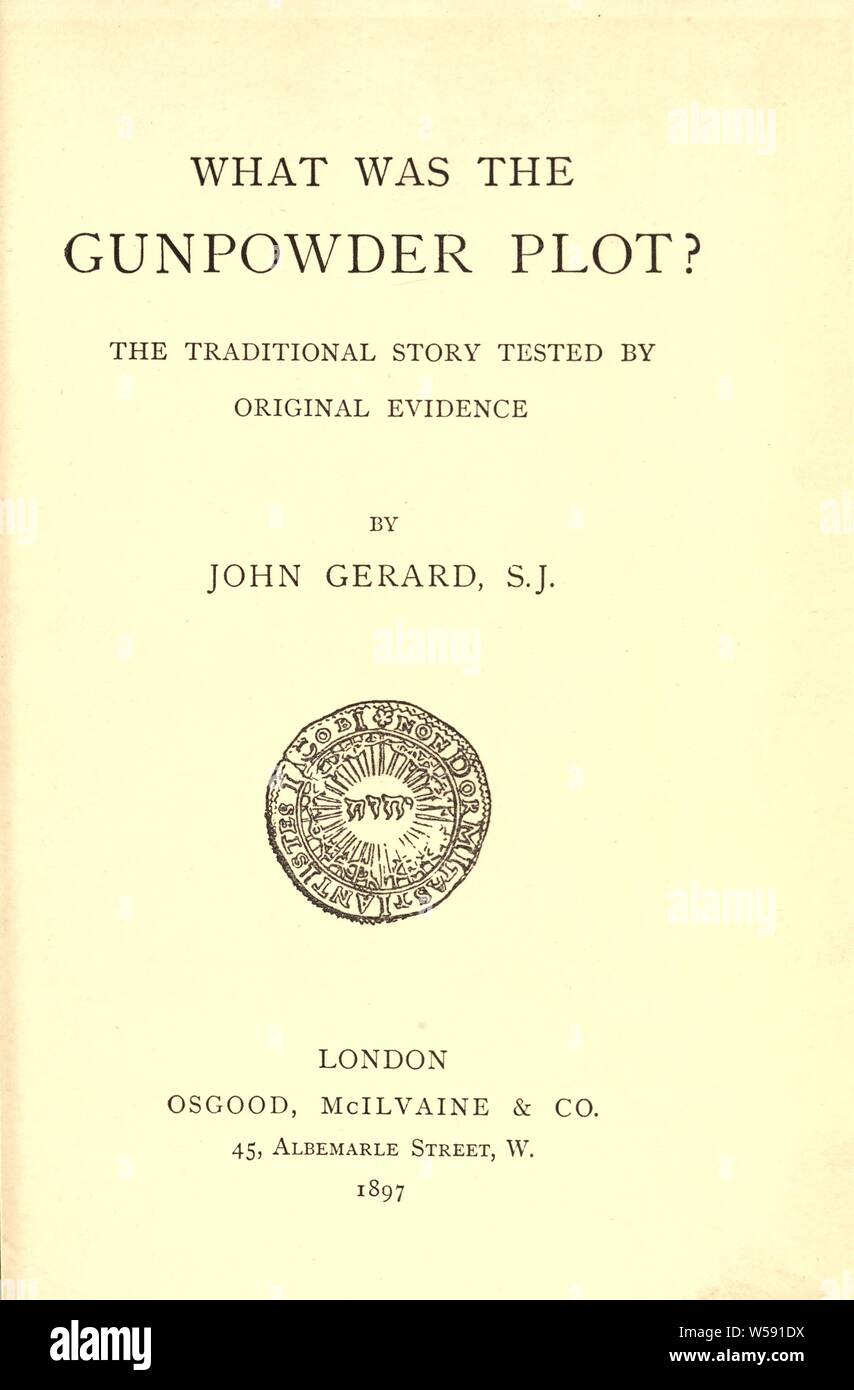 Qual è stata la polvere da sparo trama? La storia tradizionale testato da prove originale : Gerard, Giovanni, 1840-1912 Foto Stock