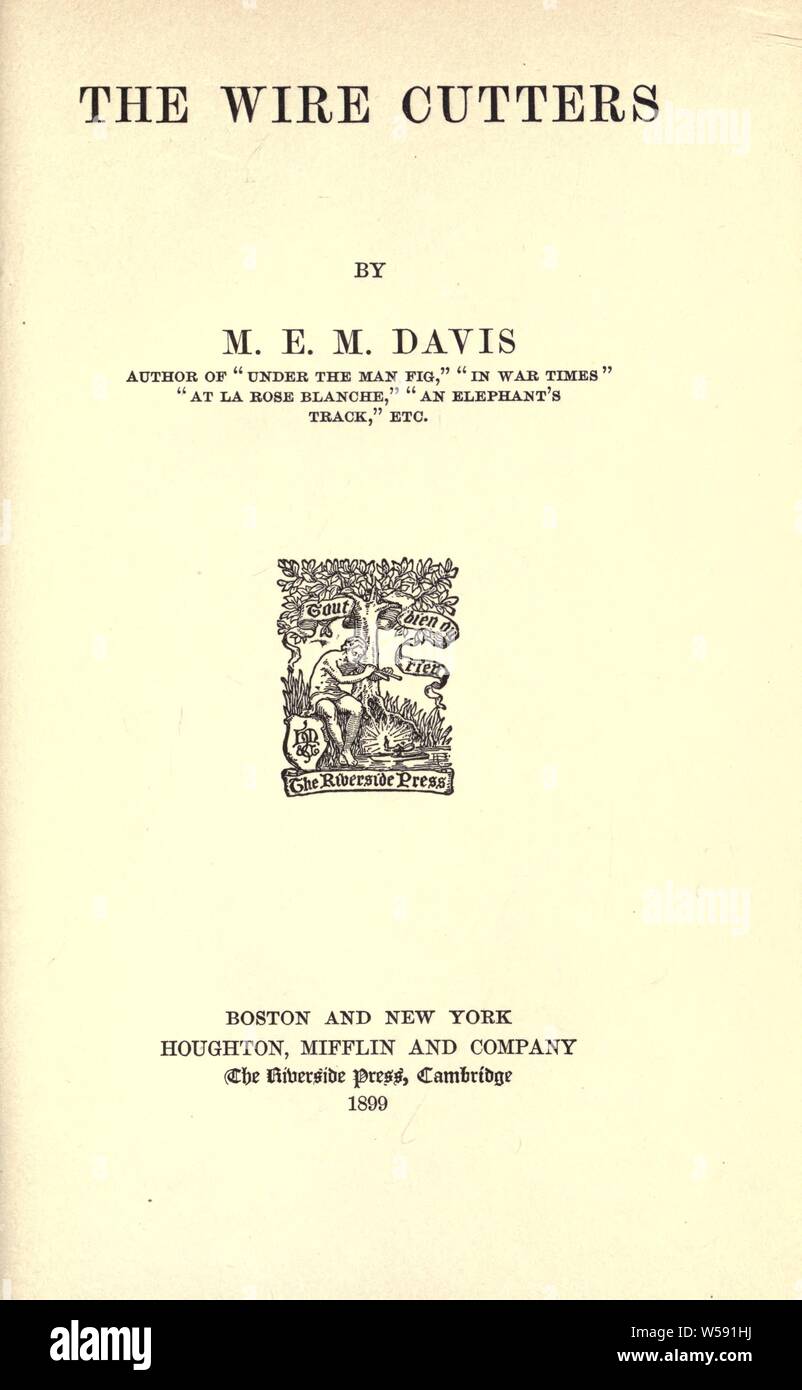 I tagliafili [un romanzo] : Davis, Mollier Evelyn Moore, 1844-1909 Foto Stock