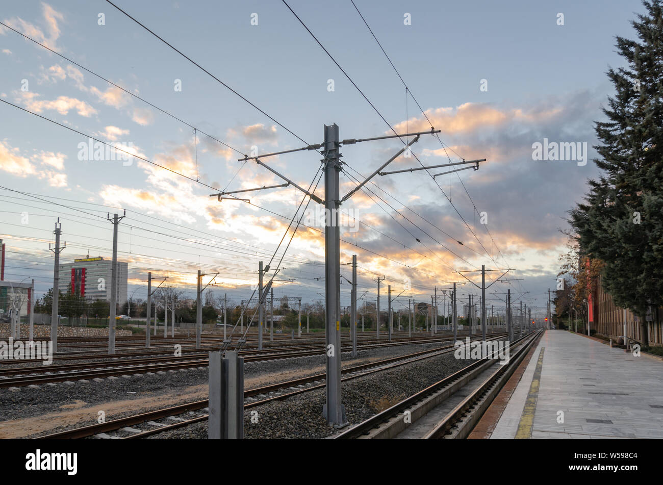 Ankara, Turchia-marzo 17,2019: ferrovia stazione ferroviaria. Viaggi e trasporti concetto Foto Stock