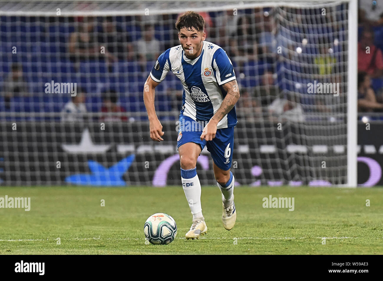 Barcellona, Spagna. 26 Luglio, 2019. Barcellona, 25-07-2019. UEFA Europa League, Secondo Round associati alla promozione, prima gamba. Espanyol-Stjarnan. Lluis Lopez dell Espanyol durante il match Espanyol-Stjarnan. Credito: Pro scatti/Alamy Live News Foto Stock