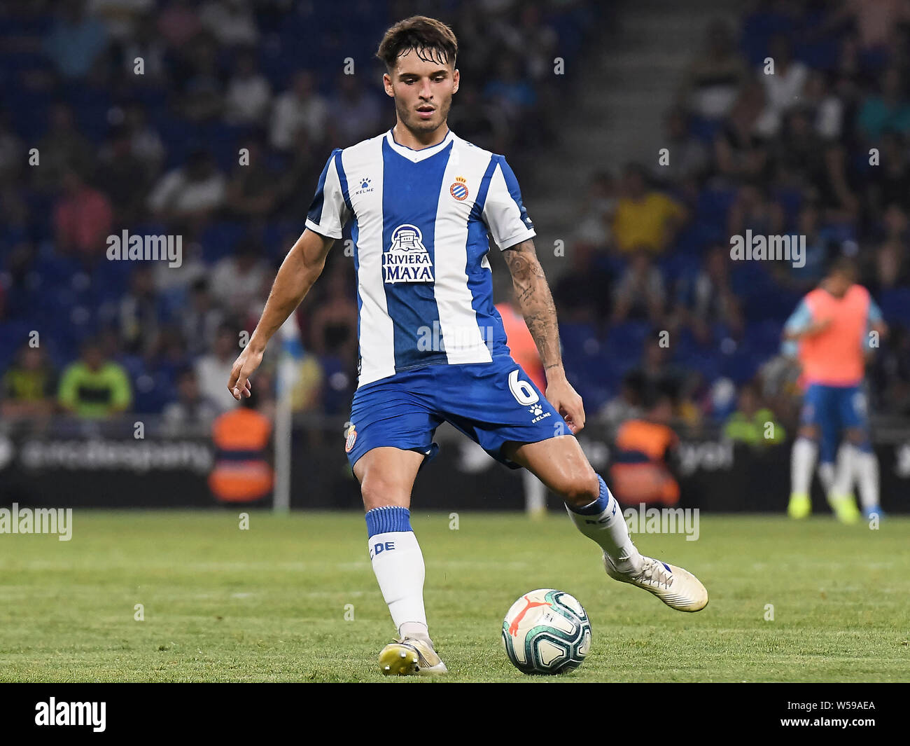 Barcellona, Spagna. 26 Luglio, 2019. Barcellona, 25-07-2019. UEFA Europa League, Secondo Round associati alla promozione, prima gamba. Espanyol-Stjarnan. Lluis Lopez dell Espanyol durante il match Espanyol-Stjarnan. Credito: Pro scatti/Alamy Live News Foto Stock