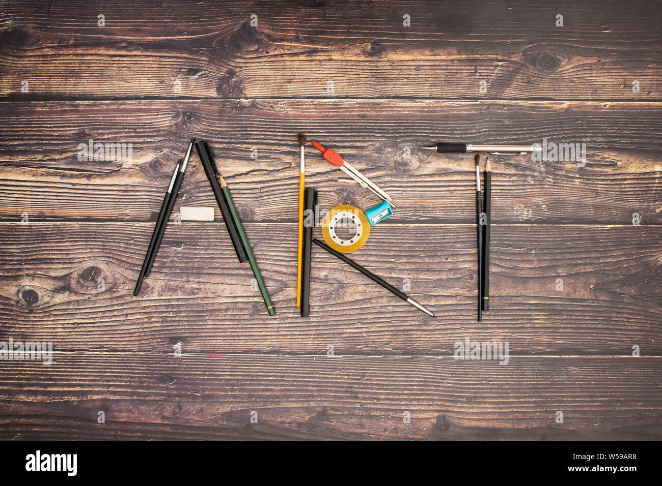 Arte scritti con gli strumenti per il disegno Foto Stock