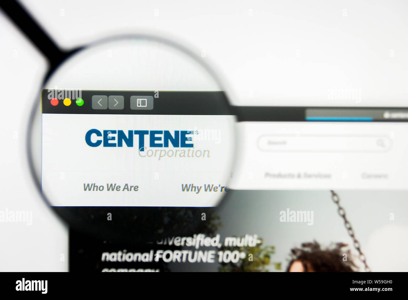 Richmond, Virginia, Stati Uniti d'America - 26 Luglio 2019: Editoriale illustrativa di Centene Corporation website homepage. Centene Corporation logo visibile sullo schermo. Foto Stock