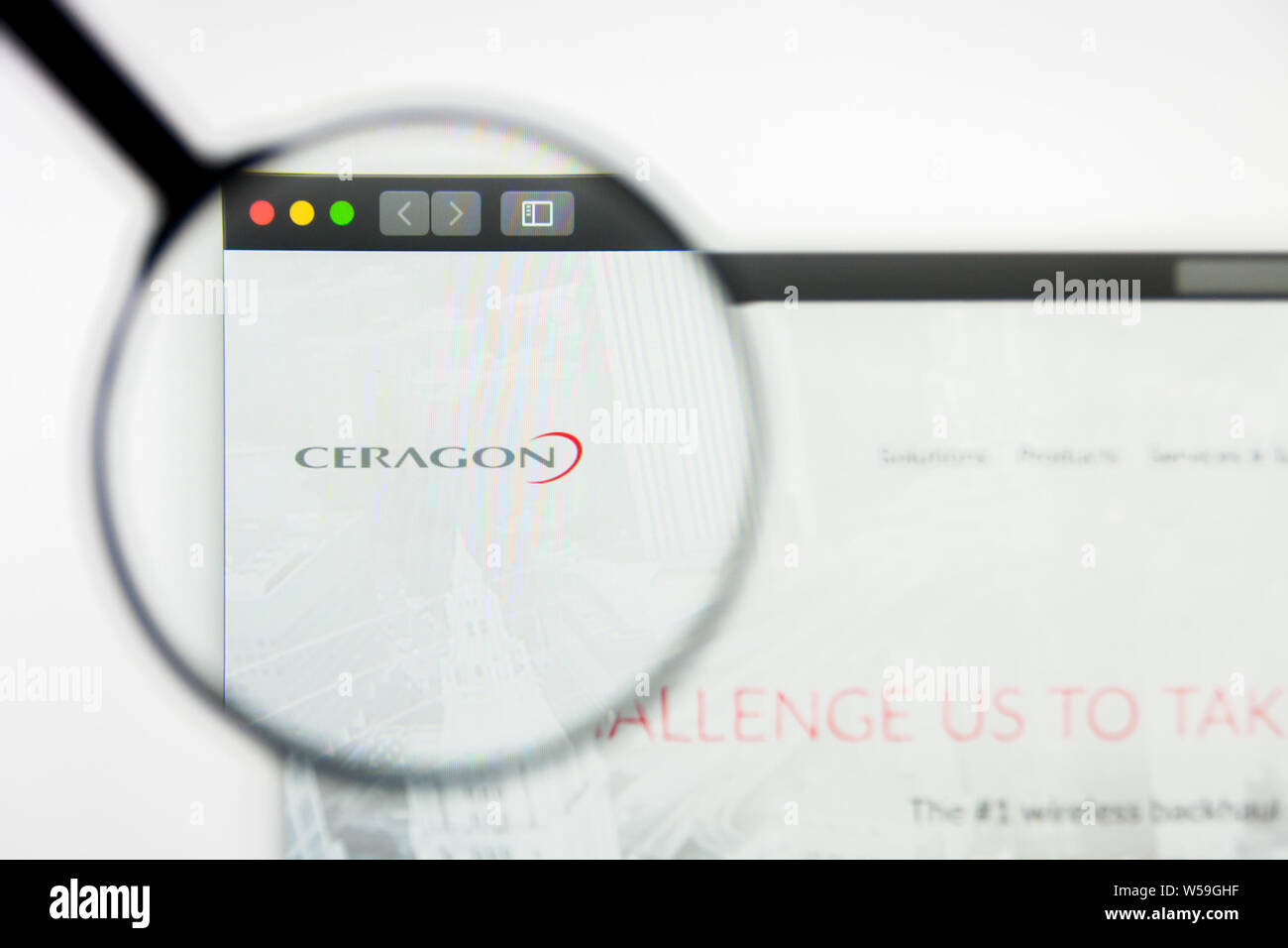 Richmond, Virginia, Stati Uniti d'America - 26 Luglio 2019: Editoriale illustrativa di Ceragon Networks Ltd website homepage. Ceragon Networks Ltd logo visibile sullo schermo. Foto Stock