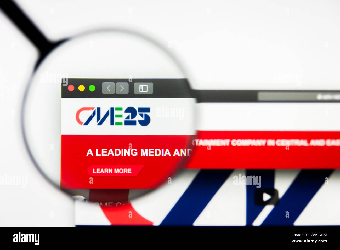 Richmond, Virginia, Stati Uniti d'America - 26 Luglio 2019: Editoriale illustrativa del Central European Media Enterprises Ltd website homepage. Central European Media Ente Foto Stock