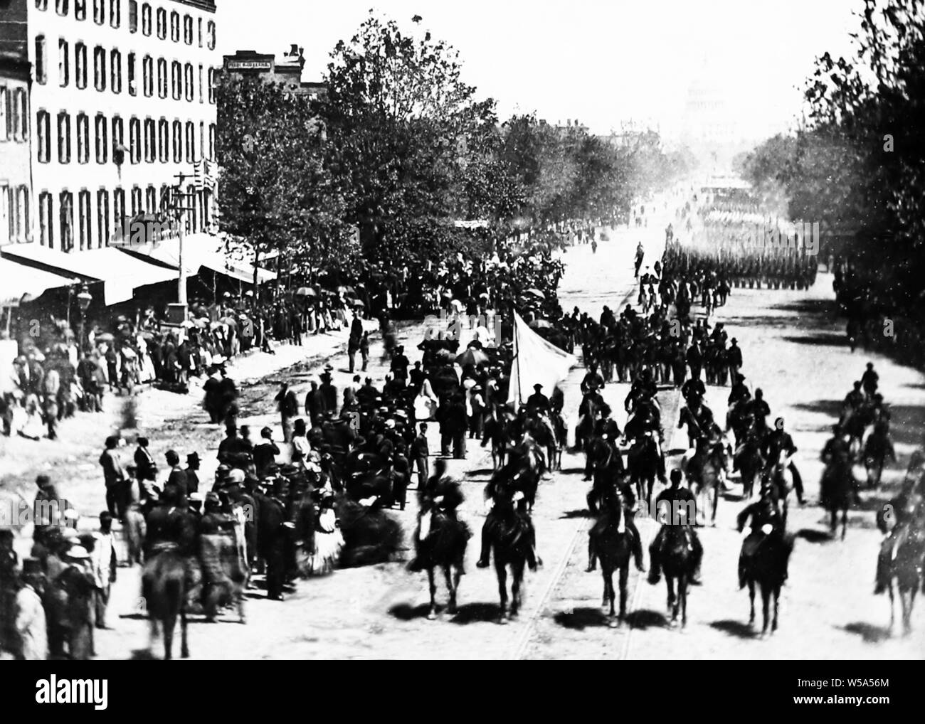 Union Army parade nel 1865, Pennsylvania Avenue a Washington DC, Stati Uniti d'America Foto Stock