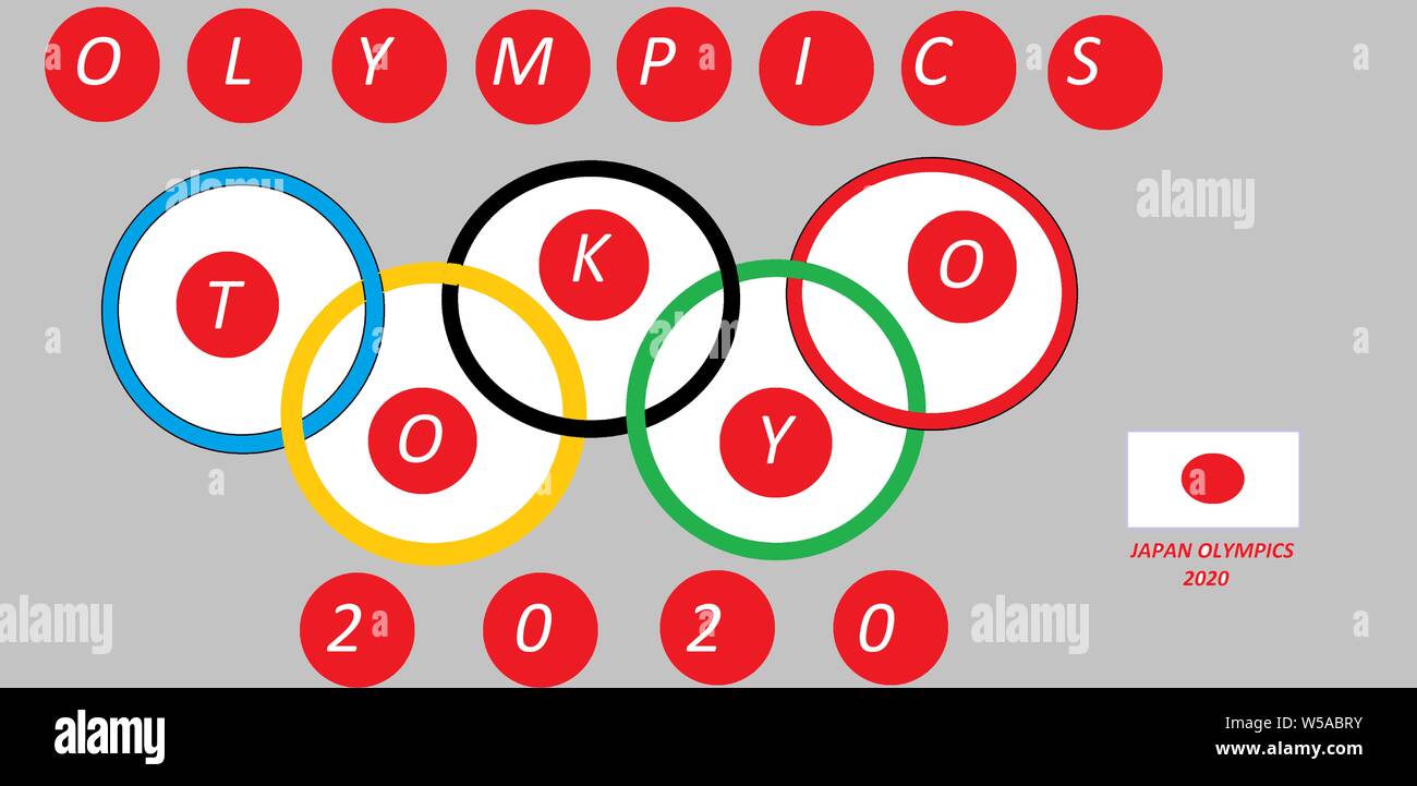Il fiore all' occhiello del Giappone è fusa con anelli olimpici e sport andando a succedere a Tokyo Presso l'anno 2020 Foto Stock