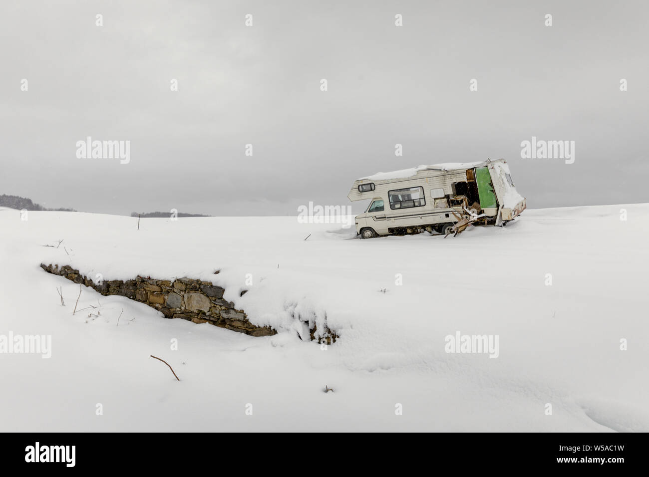 Scena di neve in Montgomery County, New York, Mohawk Valley, Stati Uniti d'America. Foto Stock