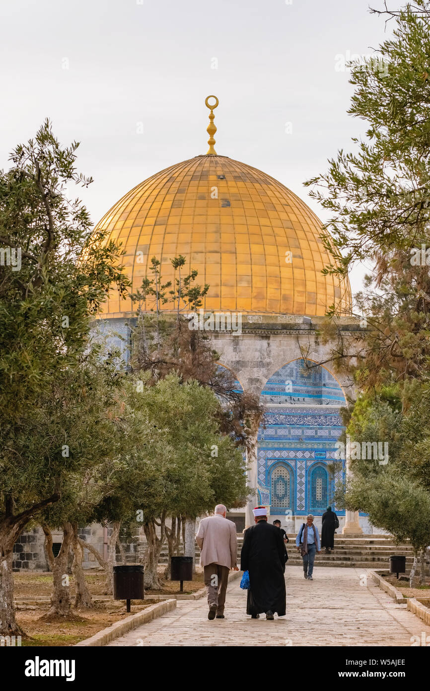 Gerusalemme, Israele - 21 Novembre 2018: la moschea di al-Aqsa o Cupola della roccia a Gerusalemme, Israele Foto Stock