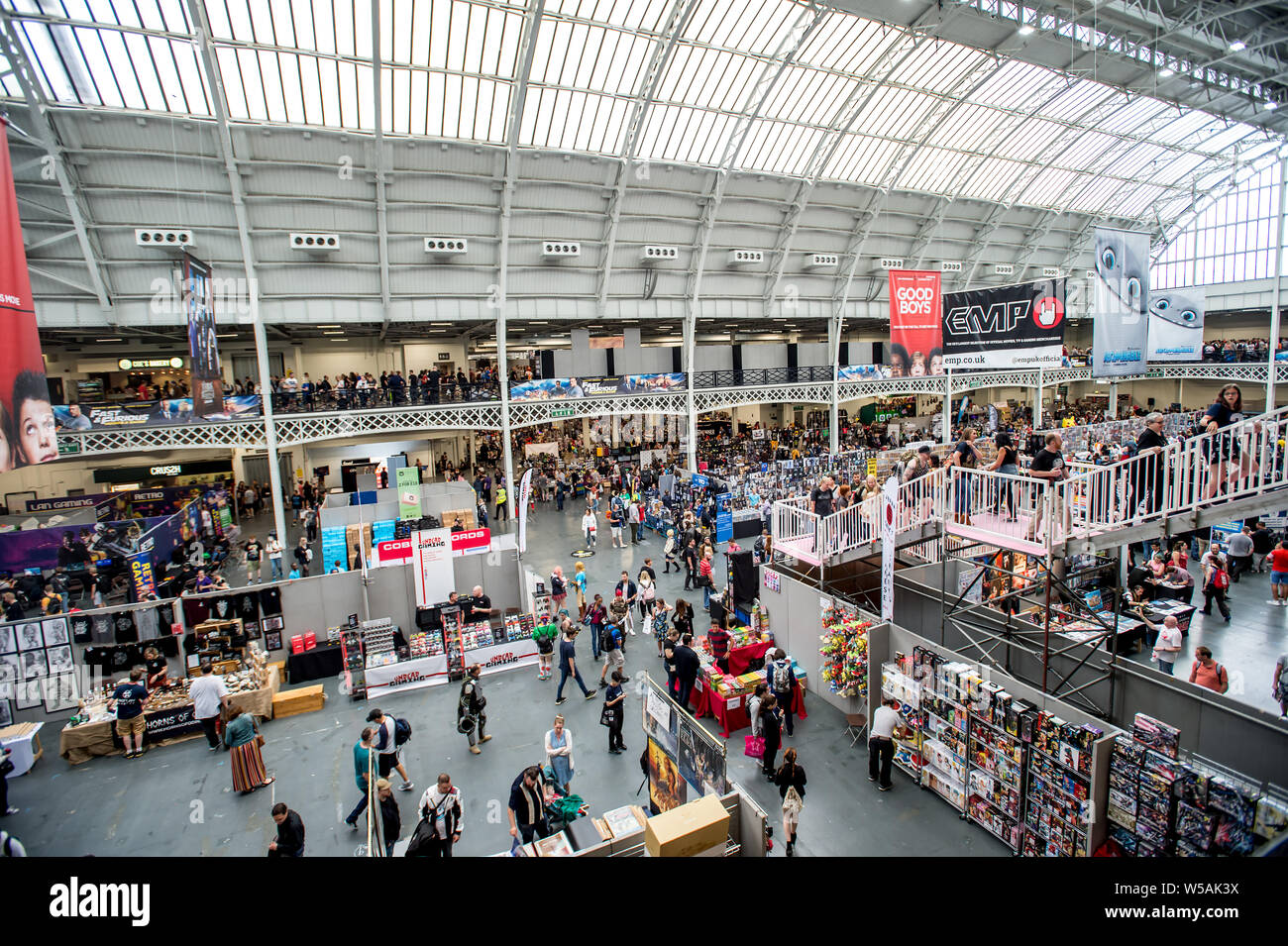 Londra - Luglio 27, 2019: una vista generale durante il London Film & Fumetto Con 2019 presso il Centro Espositivo di Olympia, Hammersmith. Solo uso editoriale Foto Stock