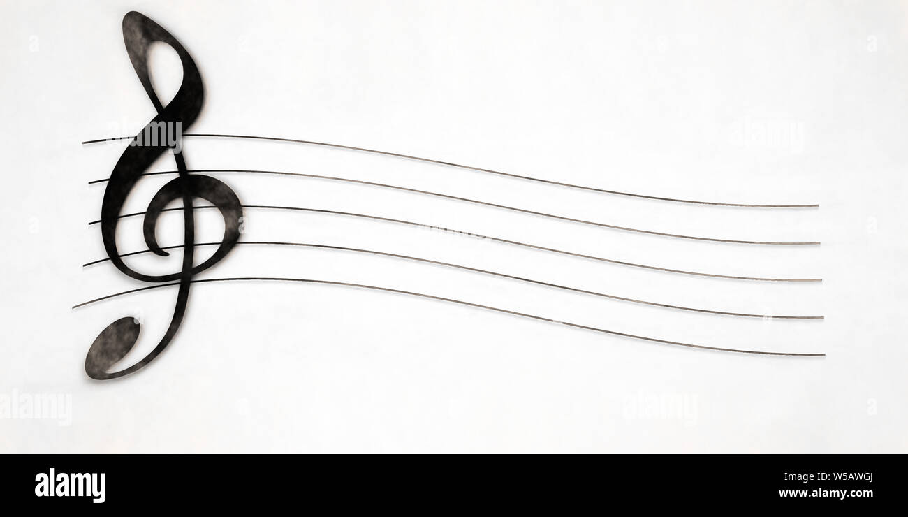 Chiave di violino con Doga su sfondo bianco Foto Stock