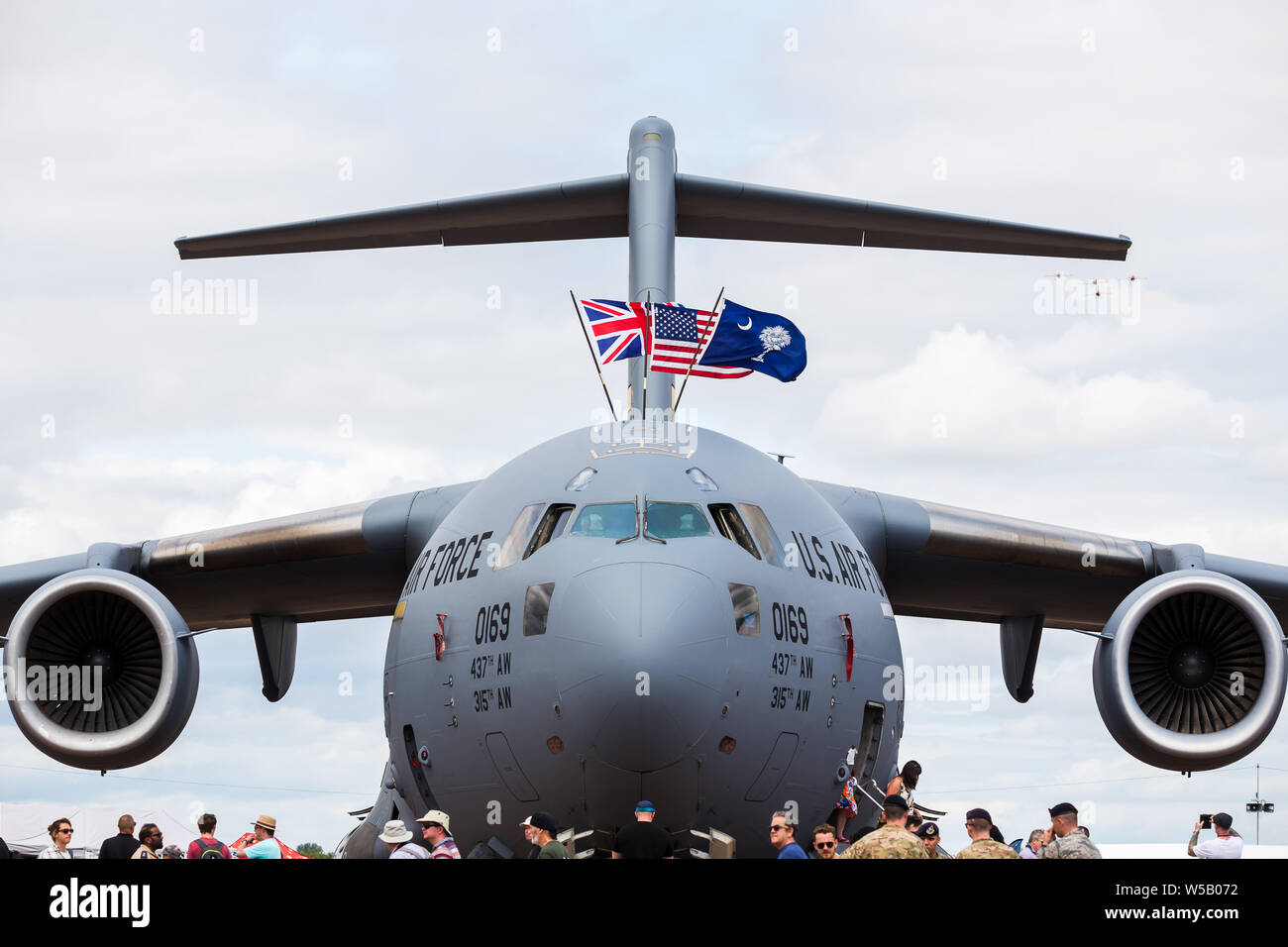 Il USAF comando Reserve C-17 Globemaster III catturato al 2019 Royal International Air Tattoo di Fairford RAF. Foto Stock