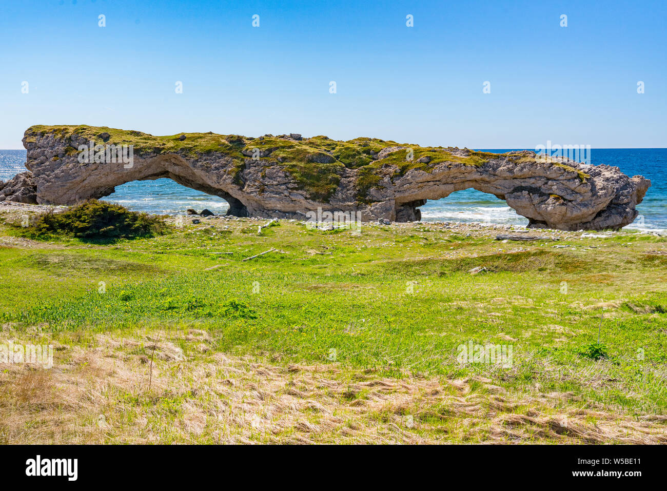 Archi lungo la costa del golfo di San Lorenzo in archi Parco Provinciale in Terranova, Canada Foto Stock