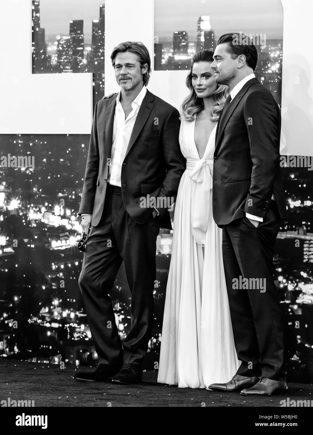 Los Angeles, CA - Luglio 22, 2019: Brad Pitt, Margot Robbie e Leonardo DiCaprio frequentare il Los Angeles Premiere di " una volta in Hollywood' egli Foto Stock