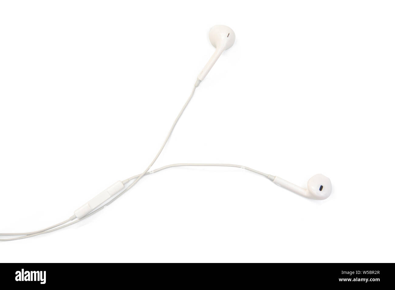 Gli auricolari bianco isolato su sfondo bianco con tracciato di ritaglio Foto Stock
