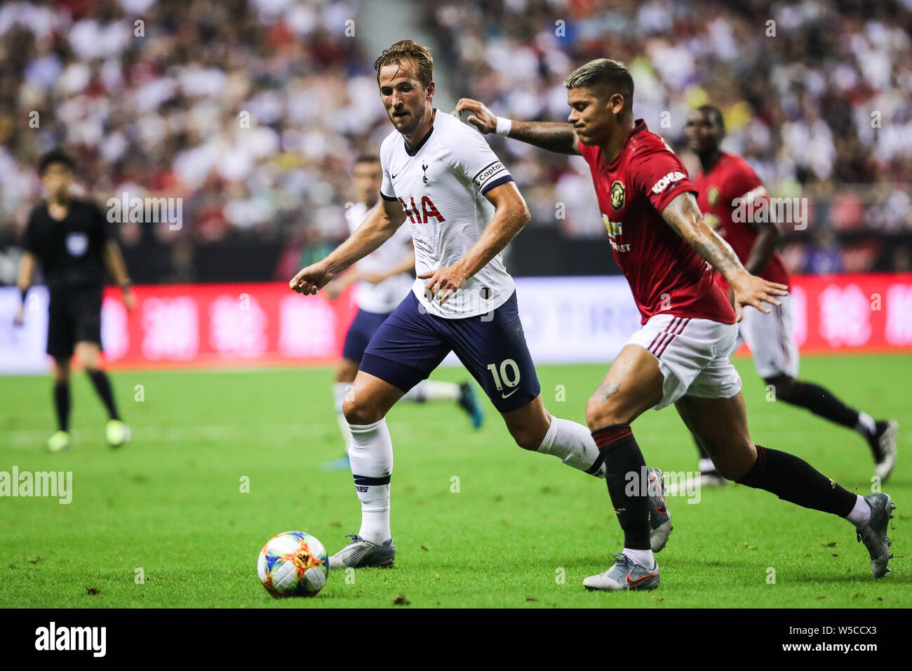 Il Manchester United compete contro il Tottenham Hotspur a Shanghai Hong kou Stadium di campionati internazionali Cup, Shanghai, Cina, 25 luglio 2019. La partita finisce con il Manchester United la vittoria di 2-1. Foto Stock