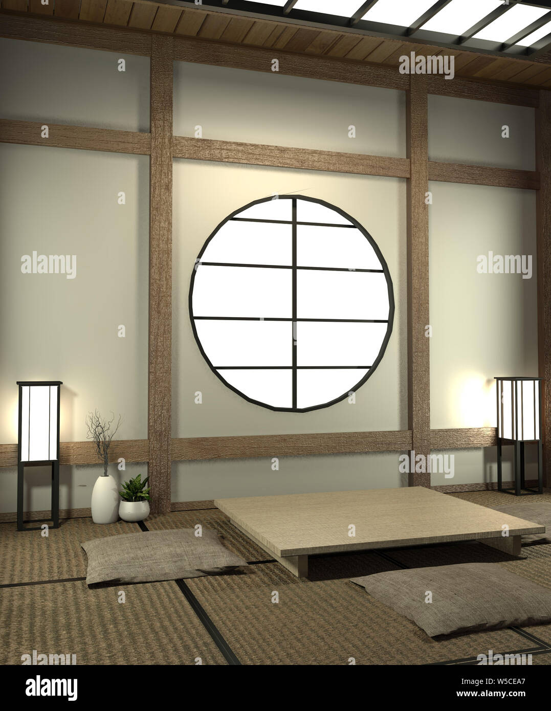 Mock up Giappone camera con tatami pavimento e decorazione in stile  giapponese è stato progettato in stile giapponese.il rendering 3D Foto  stock - Alamy