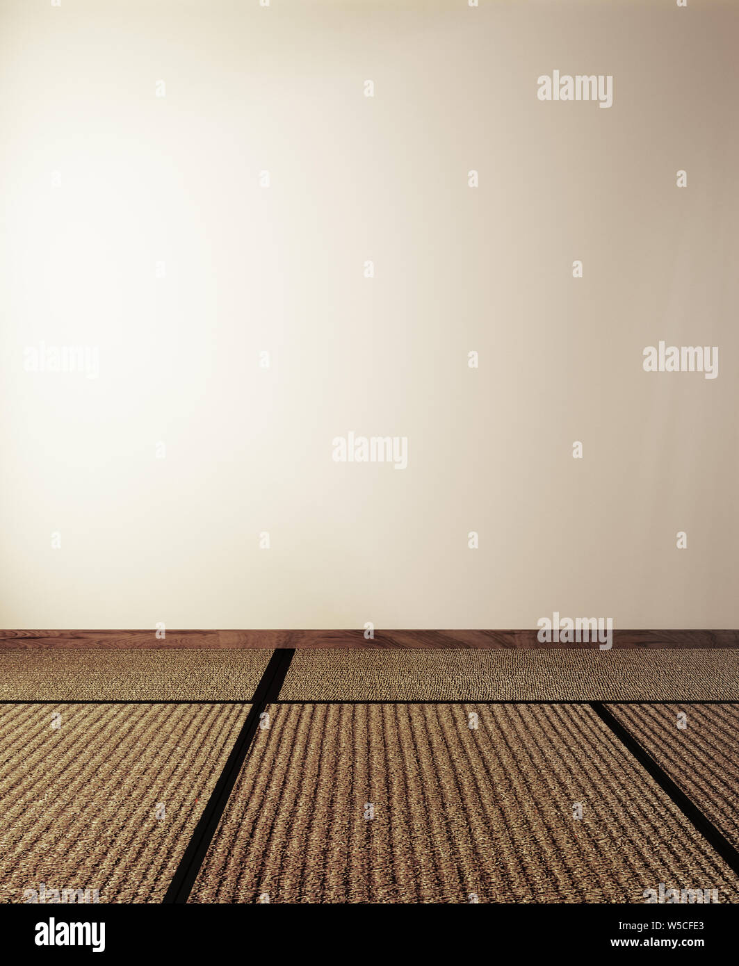 Tatami piano sulla parete vuota dello sfondo. Il rendering 3D Foto Stock