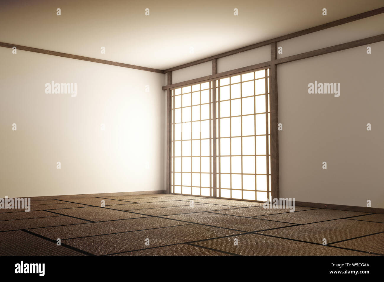 Camera stile Giappone - Mock up interior design. Il rendering 3D Foto Stock