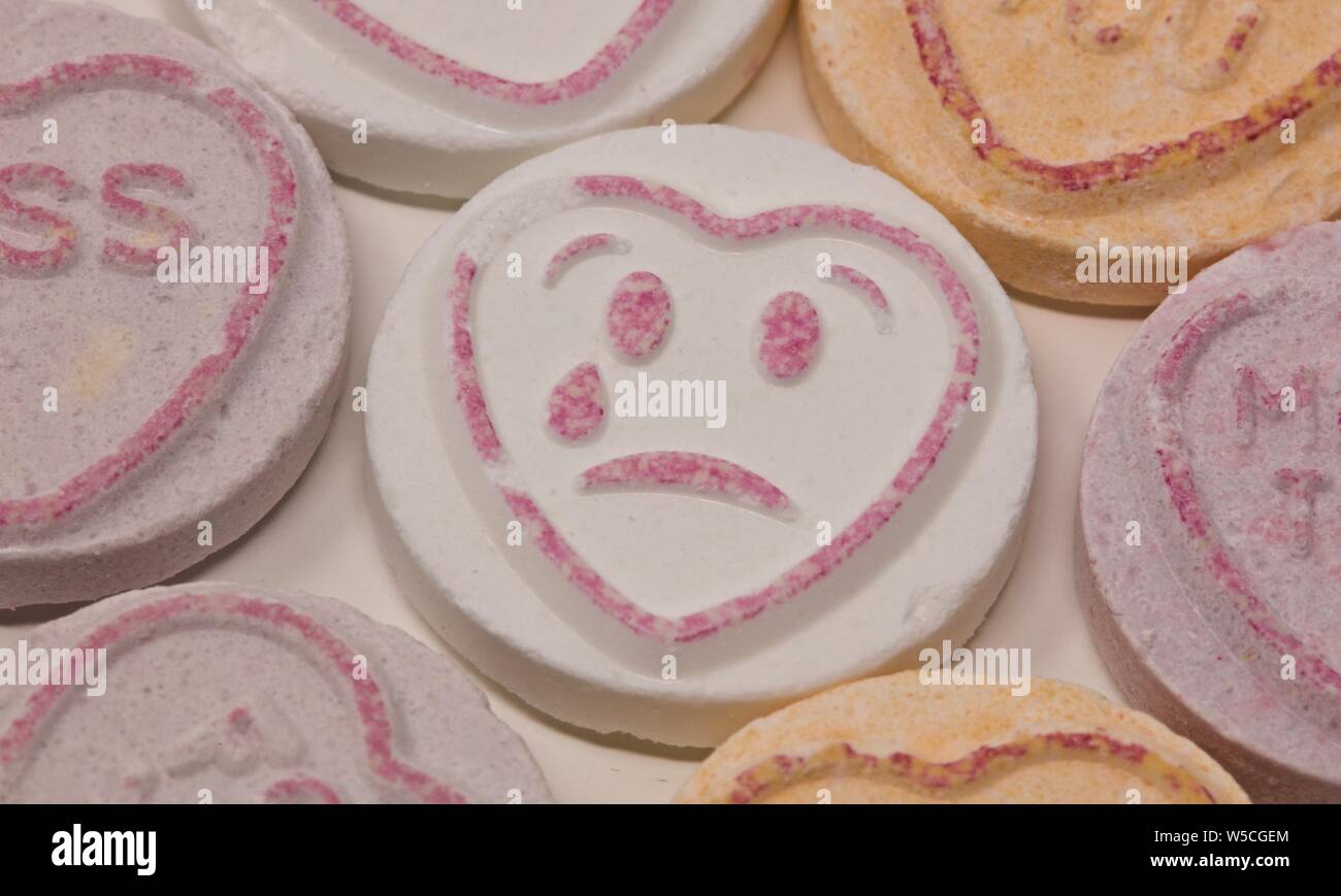 Amore cuore dolci - i dolci con il messaggio Foto Stock