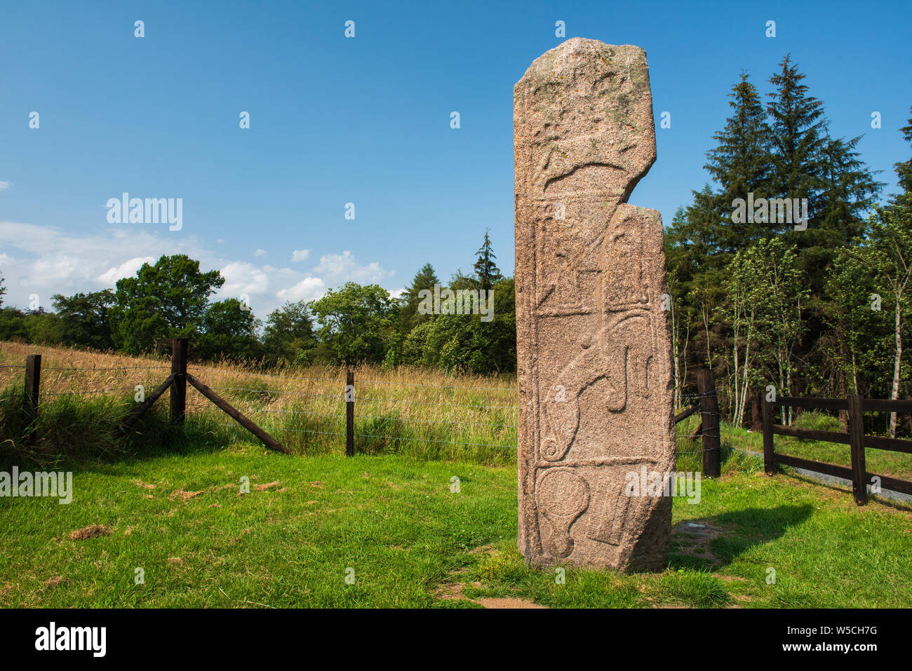 La Fanciulla di pietra, a 3 metri di altezza Pictish cross-bramma, vicino a Inverurie, Aberdeenshire, Scozia. Foto Stock