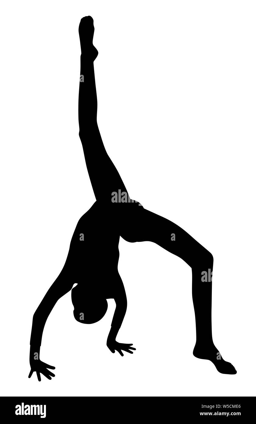 Ragazza ginnasta rendendo handstand Foto Stock