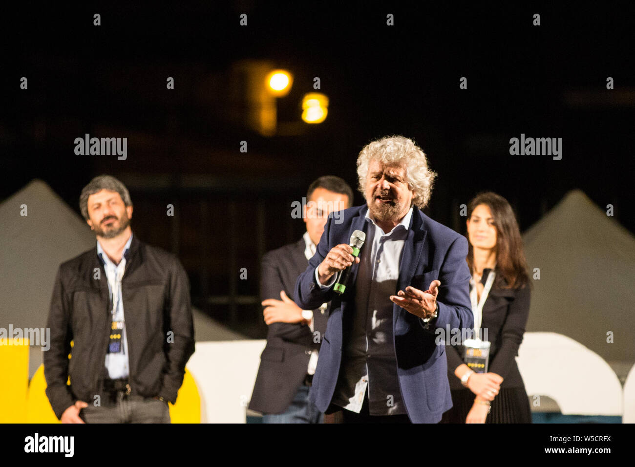 Beppe Grillo, Luigi Di Maio, Virginia Raggi, Roberto Fico Foto Stock