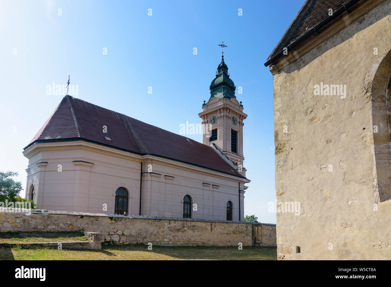 Ruggine: protestante chiesa parrocchiale di Neusiedler See (lago di Neusiedl), Burgenland, Austria Foto Stock