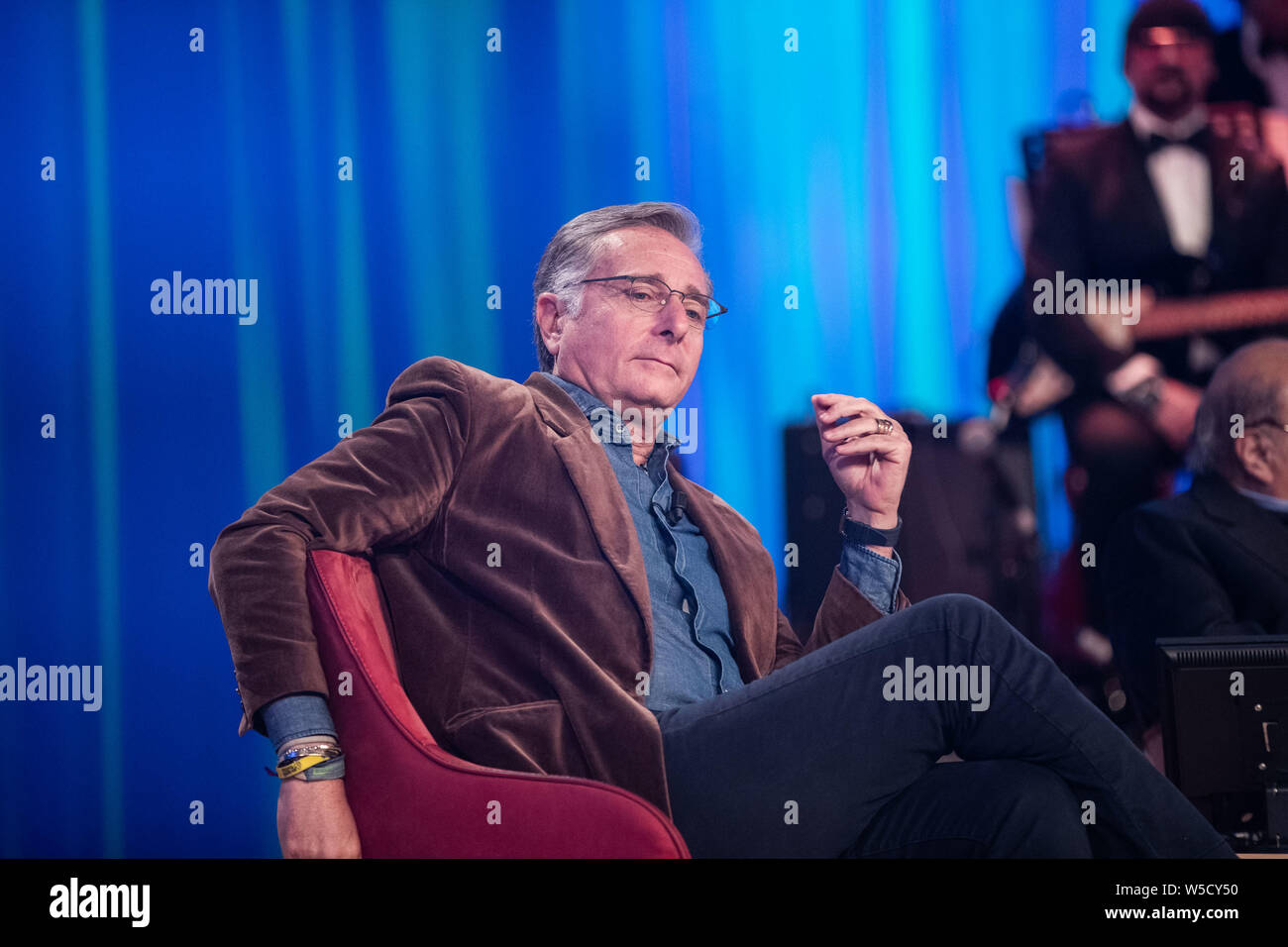 Paolo Bonolis Carlo Conti e Jerry Scotti assiste al Maurizio Costanzo Show Foto Stock