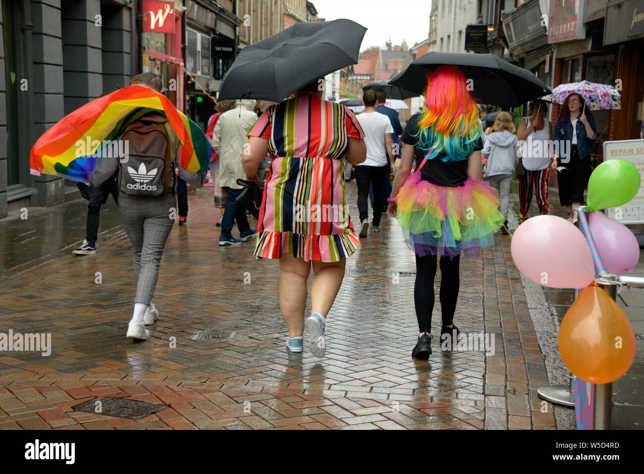 Vista posteriore di persone al Pride evento in Nottingham Foto Stock