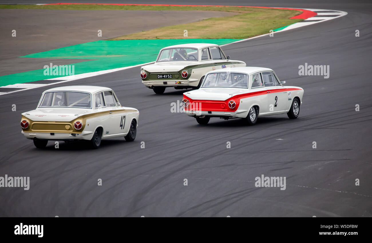 Qualifica: Transatlantic Trophy per pre '66 Touring Cars a Silverstone Classic Foto Stock