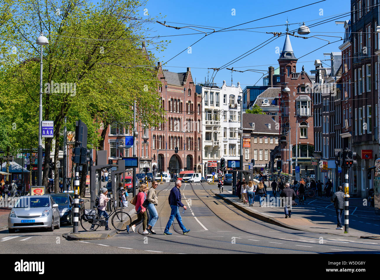 La street view di Amsterdam, Paesi Bassi Foto Stock