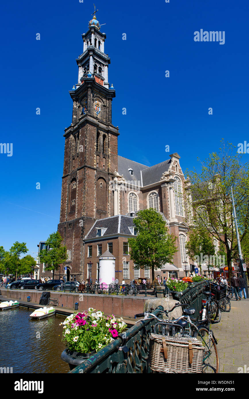 Westerkerk, una chiesa nel centro di Amsterdam, Paesi Bassi Foto Stock