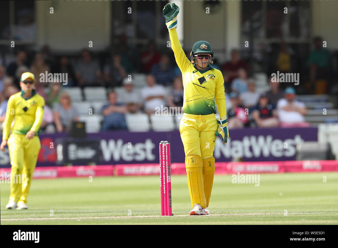 Hove, Inghilterra 28 luglio Australia Alyssa Healy durante le ceneri match tra Inghilterra e Australia al 1° Central County Ground, Hove domenica 28 luglio 2019. (Credit: Jon Bromley | MI News) Credito: MI News & Sport /Alamy Live News Foto Stock