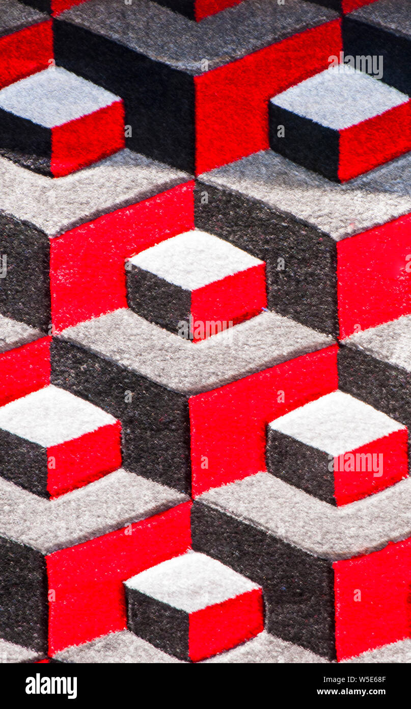 Astratta geometrica pattern su un tappeto rug Foto Stock