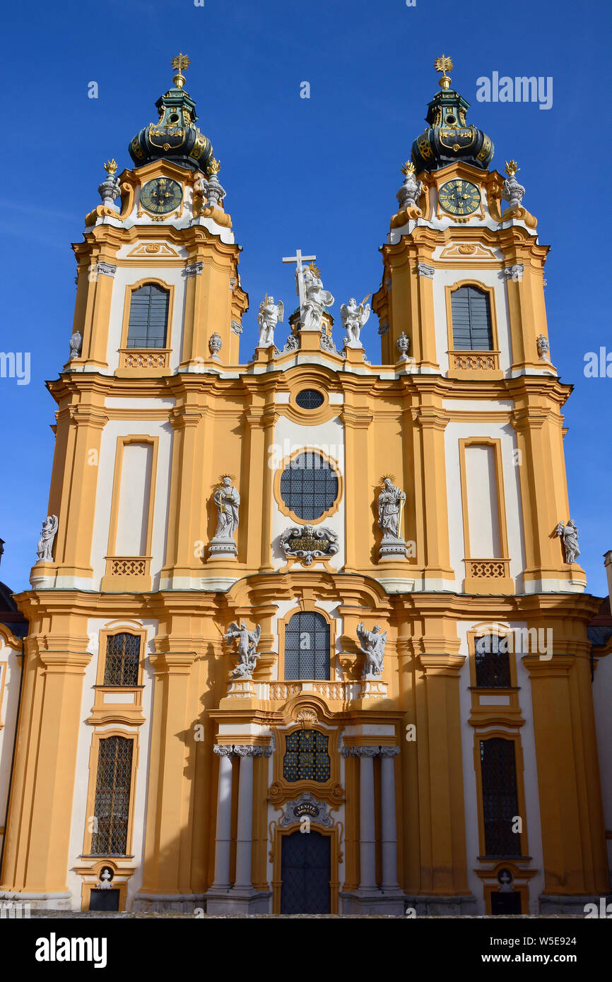 Chiesa Collegiata di San Pietro e Paolo, l'Abbazia di Melk, Stift Melk, Melk, Austria, Europa Foto Stock