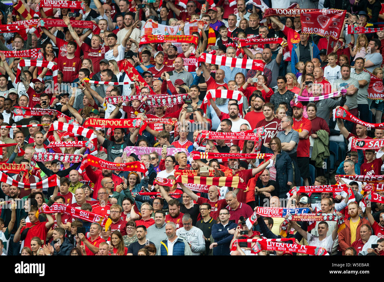 Edinburgh, Regno Unito. 28 Luglio, 2019. Edimburgo, Scozia - Luglio 28: tifosi del Liverpool a piena voce durante la Pre-Season amichevole tra Liverpool FC e SSC Napoli a Murrayfield sulla luglio 28, 2019 a Edimburgo, Scozia. (Foto di Alamy/Ian Jacobs) Credito: Ian Jacobs/Alamy Live News Foto Stock