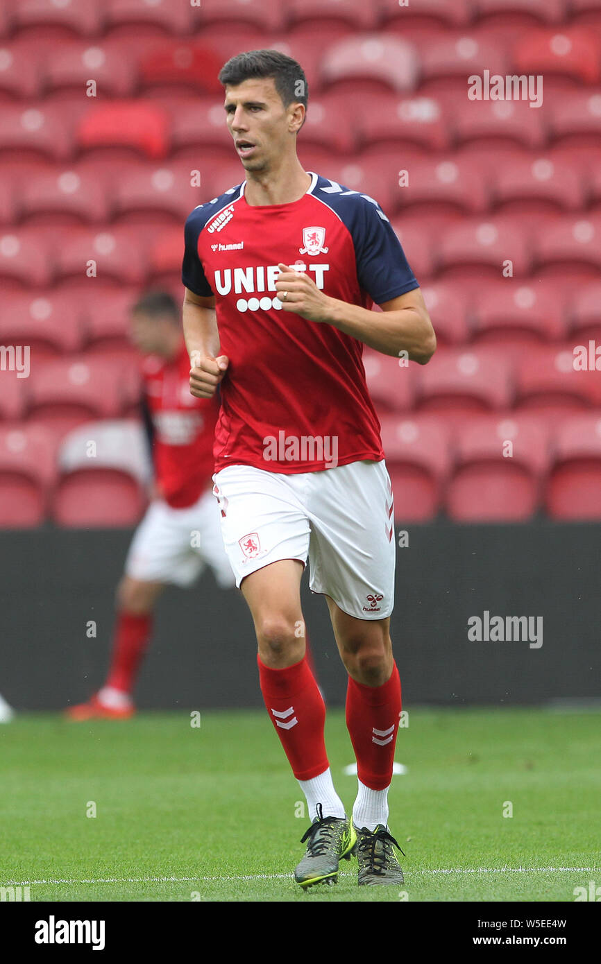 MIDDLESBROUGH, in Inghilterra il 28 luglio. Daniel Ayala di Middlesbrough durante la pre-stagione amichevole tra Middlesbrough e come Saint-Étienne al Riverside Stadium, Middlesbrough domenica 28 luglio 2019. (Credit: Mark Fletcher | MI News) Credito: MI News & Sport /Alamy Live News Foto Stock