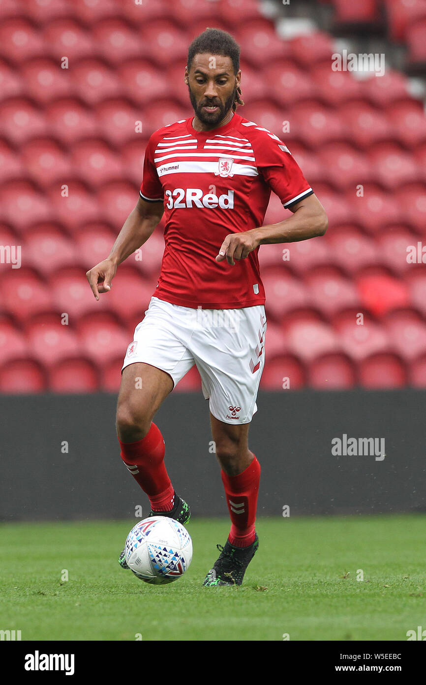 MIDDLESBROUGH, in Inghilterra il 28 luglio. Ryan Shotton di Middlesbrough durante la pre-stagione amichevole tra Middlesbrough e come Saint-Étienne al Riverside Stadium, Middlesbrough domenica 28 luglio 2019. (Credit: Mark Fletcher | MI News) Credito: MI News & Sport /Alamy Live News Foto Stock