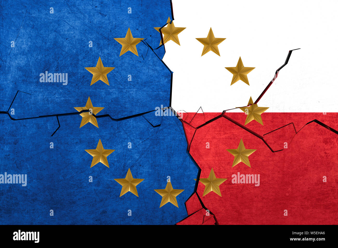 Unione europea e bandiere polacche si separino Foto Stock