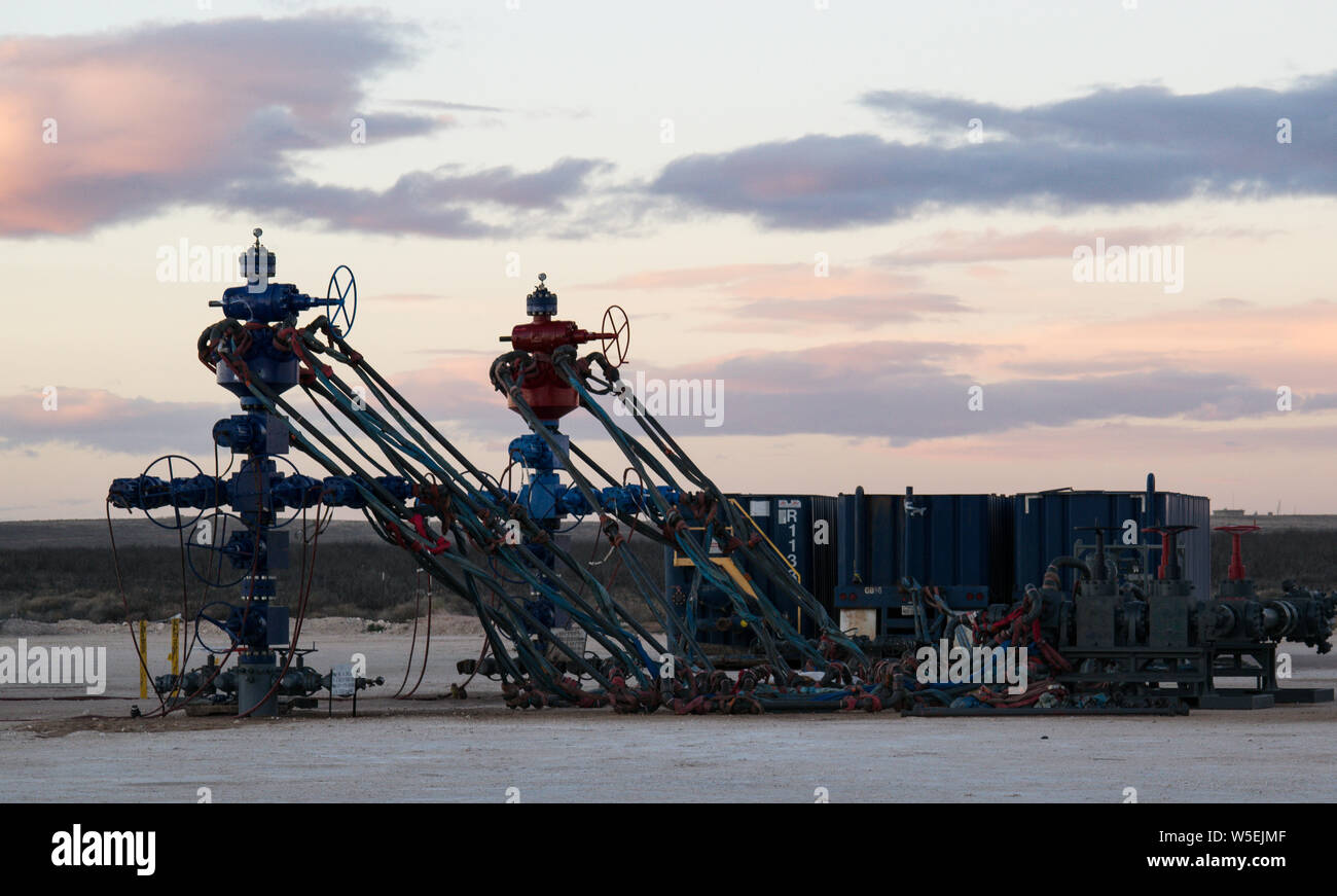 Pozzi petroliferi di Shale, bacino di Permian Foto Stock