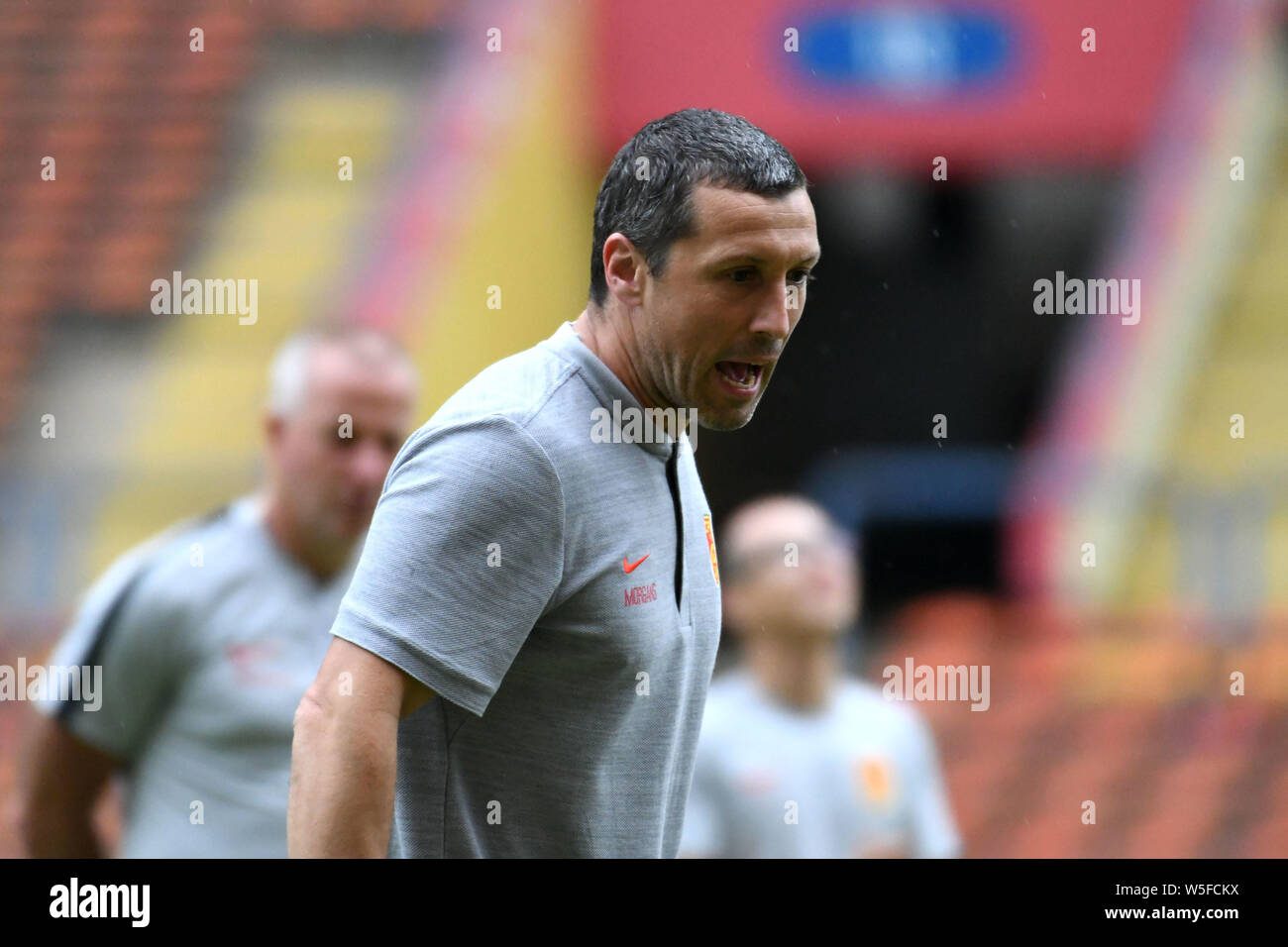 I giocatori della Cina nazionale under-23 squadra di calcio di prendere parte a una sessione di formazione per l'AFC U23 qualificatore di campionato a Kuala Lumpur, Malesia, 21 Foto Stock